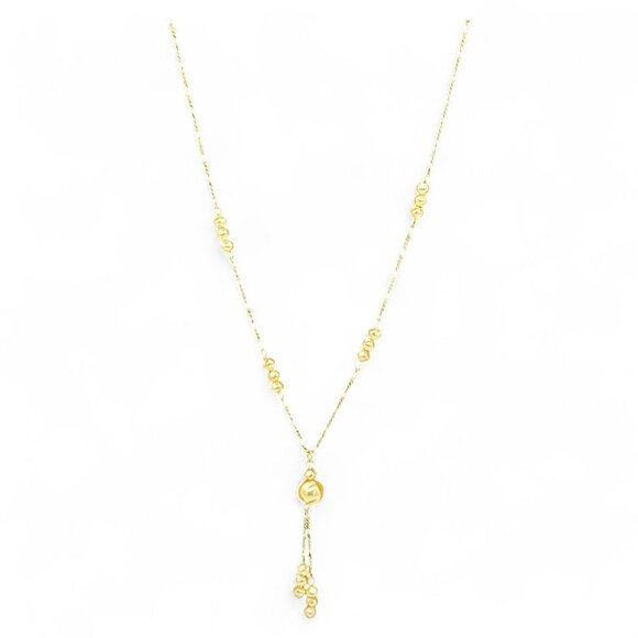 Dainty 17" Silver Necklace With Dangling Faux Pearls & Delicate Chain Design - Picture 5 of 6